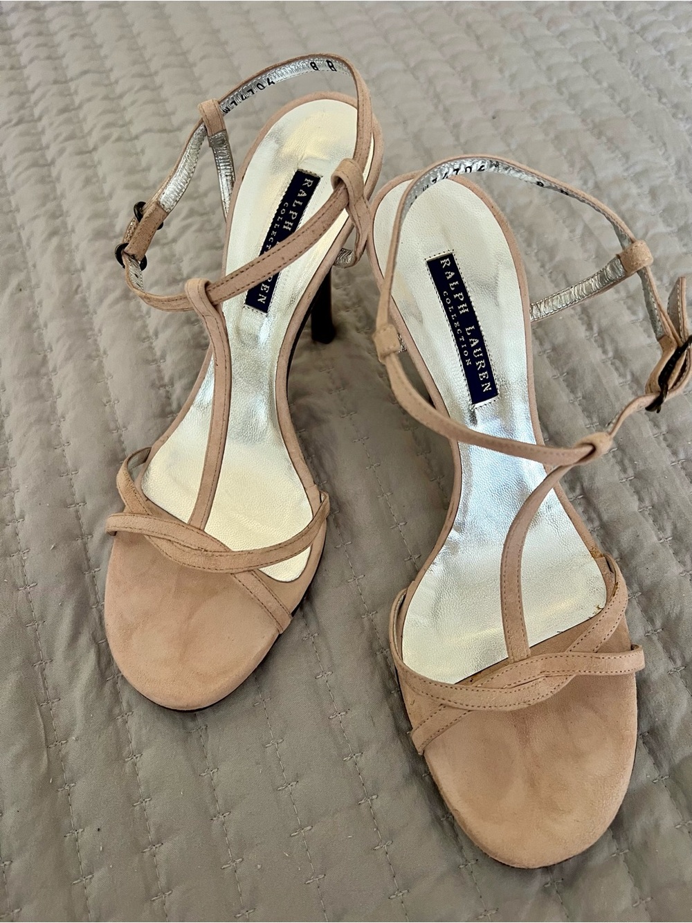 Ralph Lauren Blush Tan Suede Strappy Heels